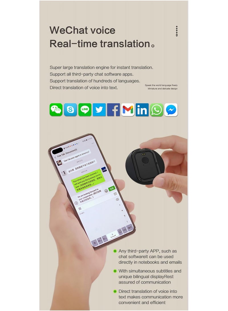Portable Translator -"Speak Freely" Magnetic Suction Model Available on Both Android and IOS Systems【138+ Supported Languages】【Gather Chat GPT Al Speech Translation Engine】Black Translator - Image 5