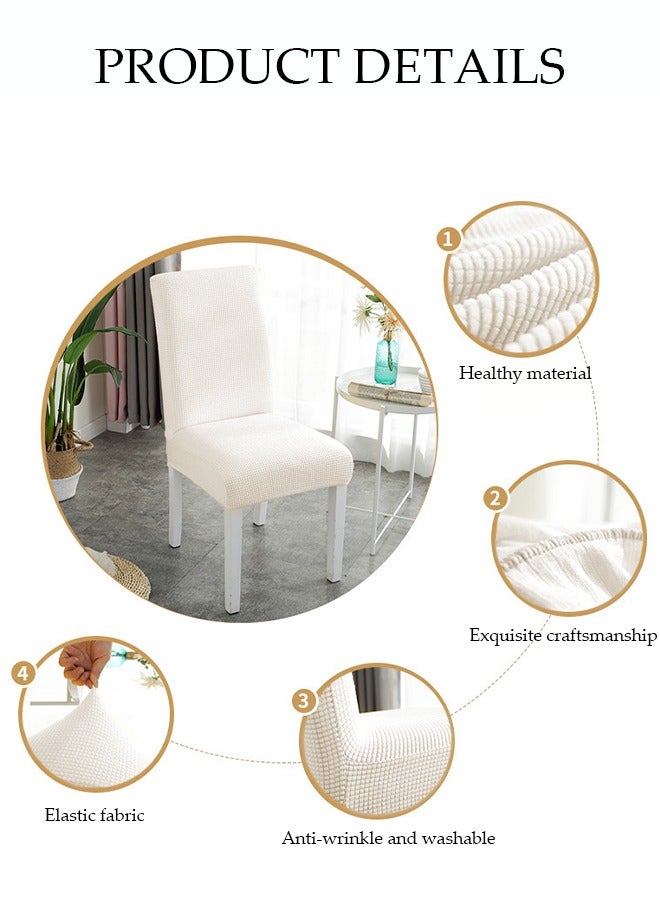 DUNISO 4 Pcs Stretch Dining Chair Covers,Thick Dining Chair Protective Cover,  Multifunctional Anti Fouling Stool Cover, Detachable And Washable, Suitable For Kitchen, Ceremony, Wedding, Banquet, Hotel, White  - Image 2