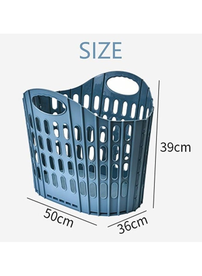 Large Collapsible Clothes Hamper, Folding Laundry Hamper, Foldable Clothes Laundry Basket Hamper High Capacity, Plastic Storage Laundry Box with Dual Handles, Toys Organizer Storage Bin Gray - Image 4