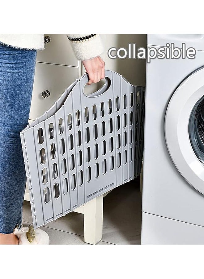 Large Collapsible Clothes Hamper, Folding Laundry Hamper, Foldable Clothes Laundry Basket Hamper High Capacity, Plastic Storage Laundry Box with Dual Handles, Toys Organizer Storage Bin Gray - Image 2