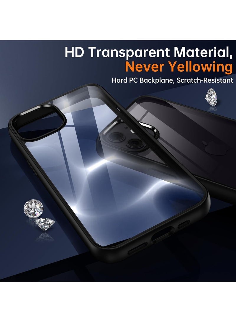 Case Compatible With iPhone 12/12 Pro 6.1 Inch Clear Case Shockproof Hard PC + Soft Silicone Not Yellowing Transparent Protective Slim Case Phone (Black) - Image 4