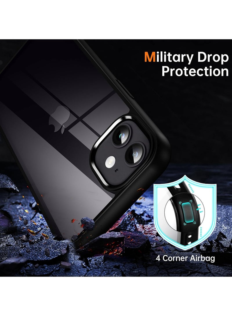 Case Compatible With iPhone 12/12 Pro 6.1 Inch Clear Case Shockproof Hard PC + Soft Silicone Not Yellowing Transparent Protective Slim Case Phone (Black) - Image 3