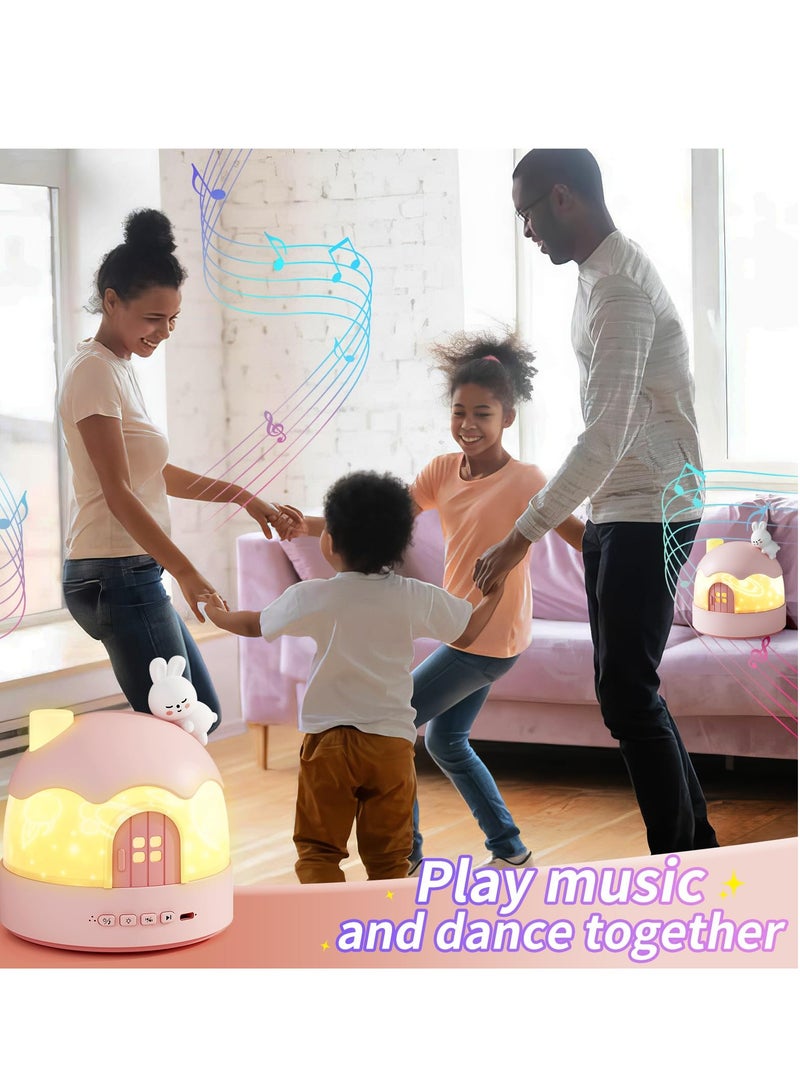 SYOSI Night Light for Kids 4 in 1 Star Projector Night Light Music Box and Table Lamp 84 Light Modes 14 Films 360° Rotation Bluetooth 5.0 Rechargeable Bedroom Decor Gift for Girls Boys Bunny  - Image 5