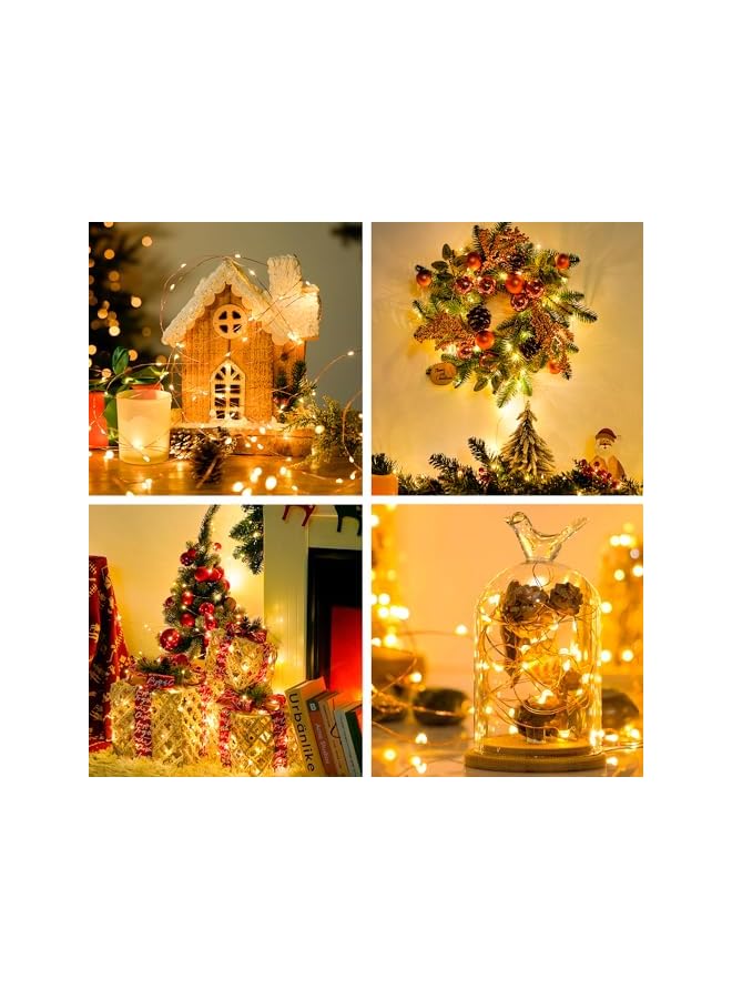 The Bros عبوة 2 من أضواء الجنية تعمل بالبطارية مع جهاز تحكم عن بعد، إجمالي 100 LED 10م أضواء تعمل بالبطارية، 8 أوضاع أضواء خيط متلألئة لغرفة النوم، ديكور داخلي للشجرة، أبيض دافئ - Image 5