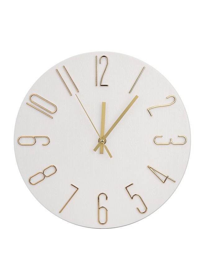 bakbrand Wall Clock 12 Inch Silent Non-Ticking Imitation Wood Indoor Clock Round White Decor Clock Modern 3D Figures Quartz Wall Clocks for Home, Hotel, Office, School, Bedroom, Living Room, Kitchen - Image 1