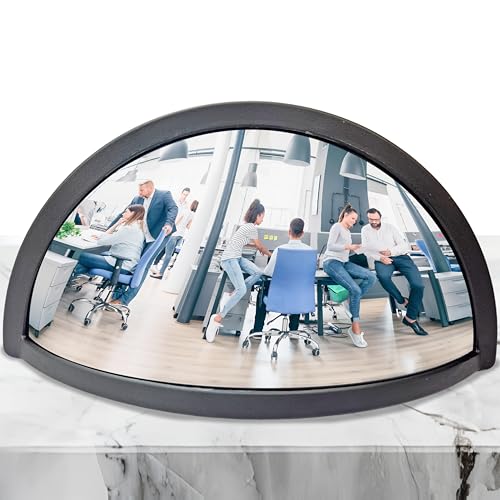 Skywin Half Concave Mirror Cubicle Decorations 87244 in Multipurpose Cubicle Mirror Desk Mirror to See Behind You Aesthetic Office Table Accessories Unique Home Decor Black - Image 1