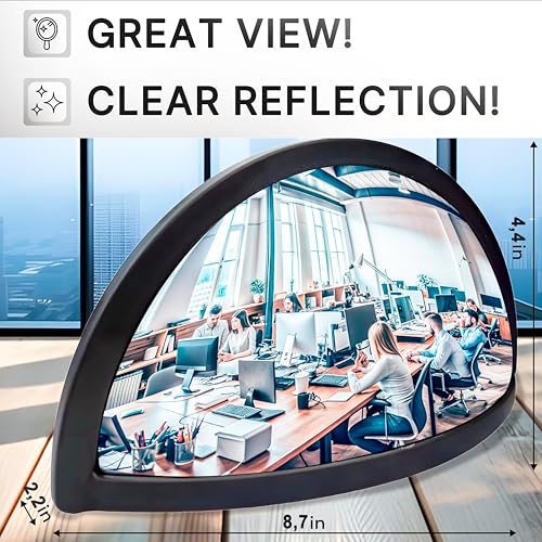 Skywin Half Concave Mirror Cubicle Decorations 87244 in Multipurpose Cubicle Mirror Desk Mirror to See Behind You Aesthetic Office Table Accessories Unique Home Decor Black - Image 3