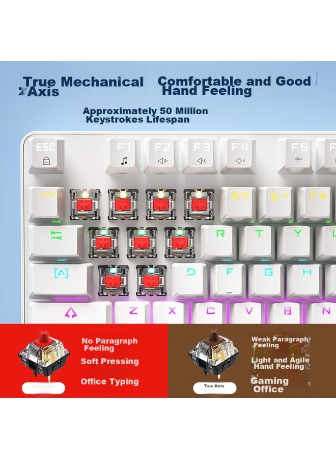 B.O.W Hangshi G19 Wired Mechanical Keyboard, Hot-swappable Mechanical Keyboard, Computer Office Keyboard, E-sports Gaming Keyboard, 87-key Mixed Backlit Keyboard, Brown Switch, Black - Image 4