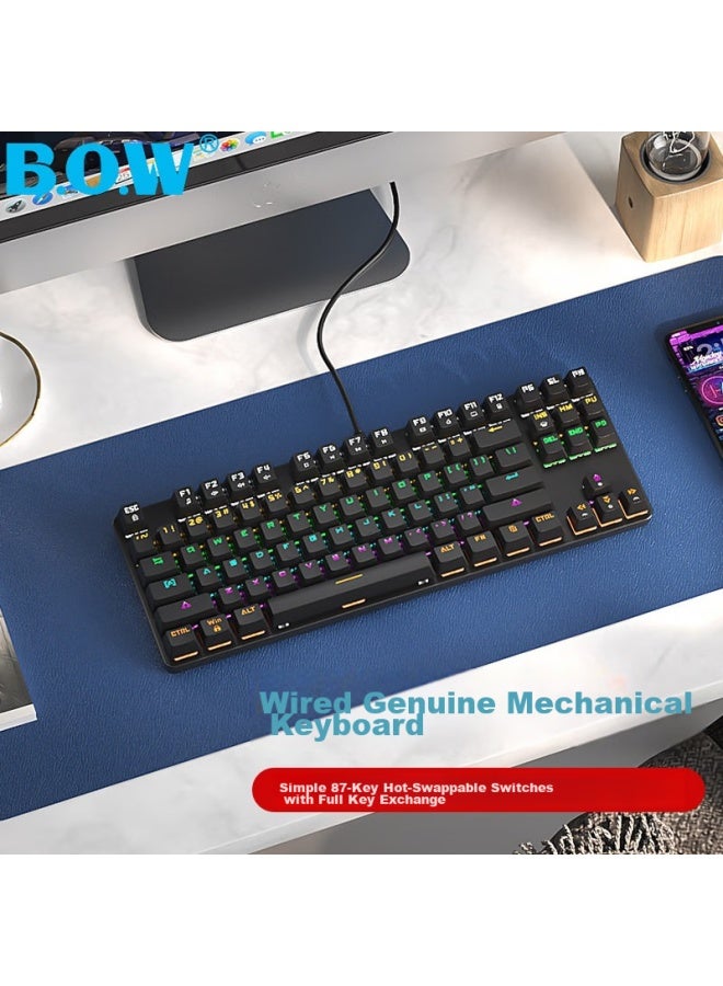 B.O.W Hangshi G19 Wired Mechanical Keyboard, Hot-swappable Mechanical Keyboard, Computer Office Keyboard, E-sports Gaming Keyboard, 87-key Mixed Backlit Keyboard, Brown Switch, Black - Image 3