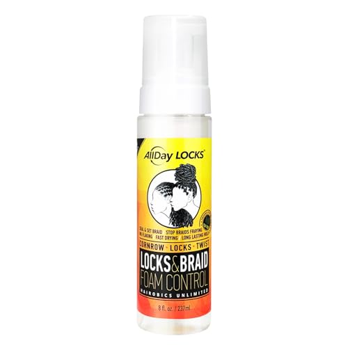 AllDay Locks Braid Foam (8 oz) | Long Lasting Mousse for Style & Shine | No Frizz or Fraying | Tea Tree, Lavender, Peppermint Oil | Moisturize & Seal Braids, Locks, Twists, Cornrows | 8 oz - Image 1