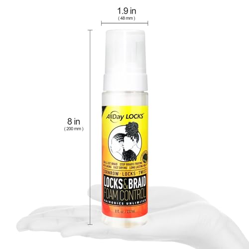 AllDay Locks Braid Foam (8 oz) | Long Lasting Mousse for Style & Shine | No Frizz or Fraying | Tea Tree, Lavender, Peppermint Oil | Moisturize & Seal Braids, Locks, Twists, Cornrows | 8 oz - Image 2
