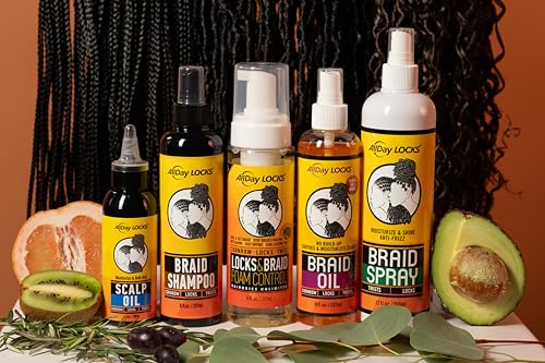 AllDay Locks Braid Foam (8 oz) | Long Lasting Mousse for Style & Shine | No Frizz or Fraying | Tea Tree, Lavender, Peppermint Oil | Moisturize & Seal Braids, Locks, Twists, Cornrows | 8 oz - Image 5
