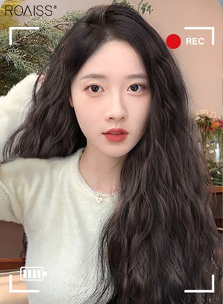 V-Shaped Dark Brown Hair Extensions, One Piece Wavy Hair Extension with 4 Clips, Heat Resistant Synthetic Hairpiece for Women Girls - view 2