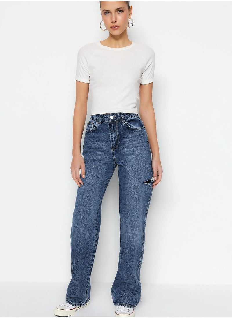 trendyol Ripped Wide Leg Jeans  - Image 2