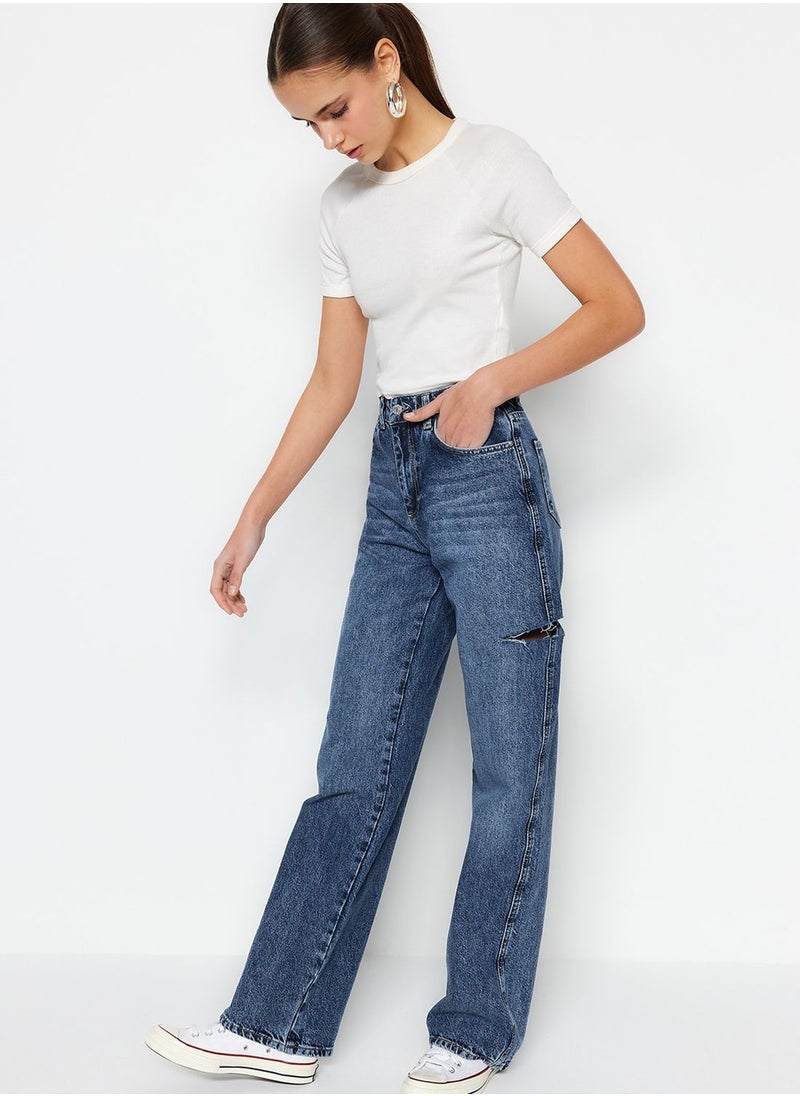trendyol Ripped Wide Leg Jeans  - Image 4