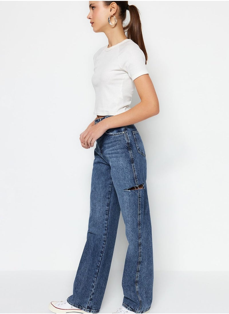 trendyol Ripped Wide Leg Jeans  - Image 3