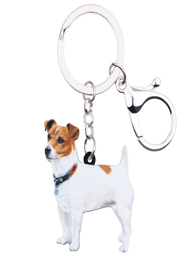 DUOWEI Cute Jack Russell Dog Keychain Acrylic Puppy Pets Keyring Car Purse for Women Teen Girls Charm Gifts (Brown) - Image 1