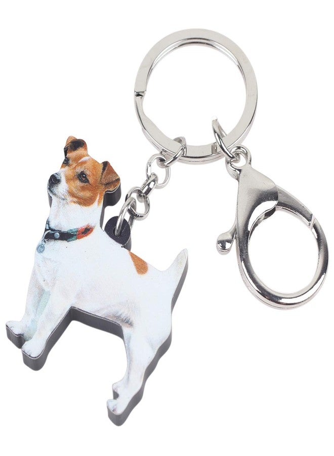 DUOWEI Cute Jack Russell Dog Keychain Acrylic Puppy Pets Keyring Car Purse for Women Teen Girls Charm Gifts (Brown) - Image 2