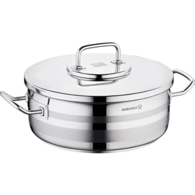 Astra2 Low Casserole 26X85 Cm  45 L  Sandwich Bottom Induction Pot For Cooking  Turkish TriPly Bottom Stainless Steel Cookware  Ka2035