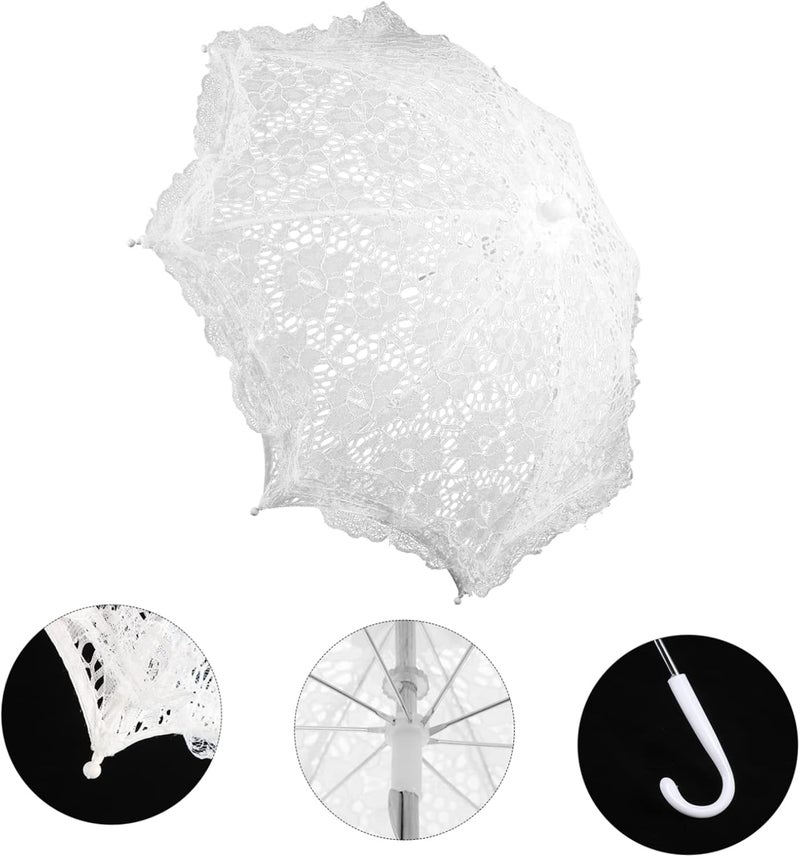 Veemoon White Lace Mini Decorative Umbrella for Elegant Performance Prop for Wedding Photography Special Occasions Versatile Craft Accessory for Boys - Image 3