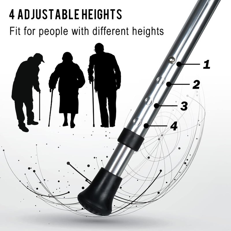 woobles Walking Cane with Seat - Foldable Cane Seat Walking Stick with Double Tube Aluminium Alloy, Heavy Duty 440lbs Walking Stick Stool, Adjustable Height Folding Cane Chair for Seniors Elderly- - Image 4