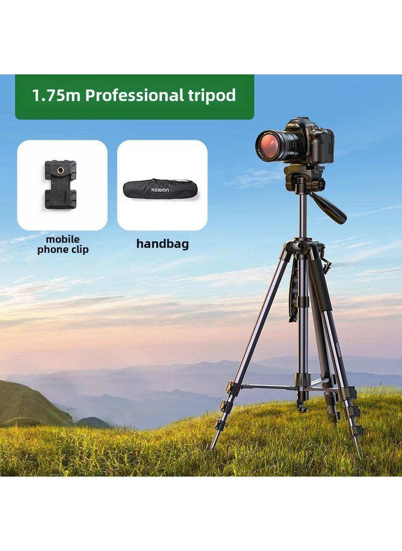 Generic Professional Tripod Stand for DSLR Canon Sony [1.75 m professional level] with storage bag + mobile phone clip 