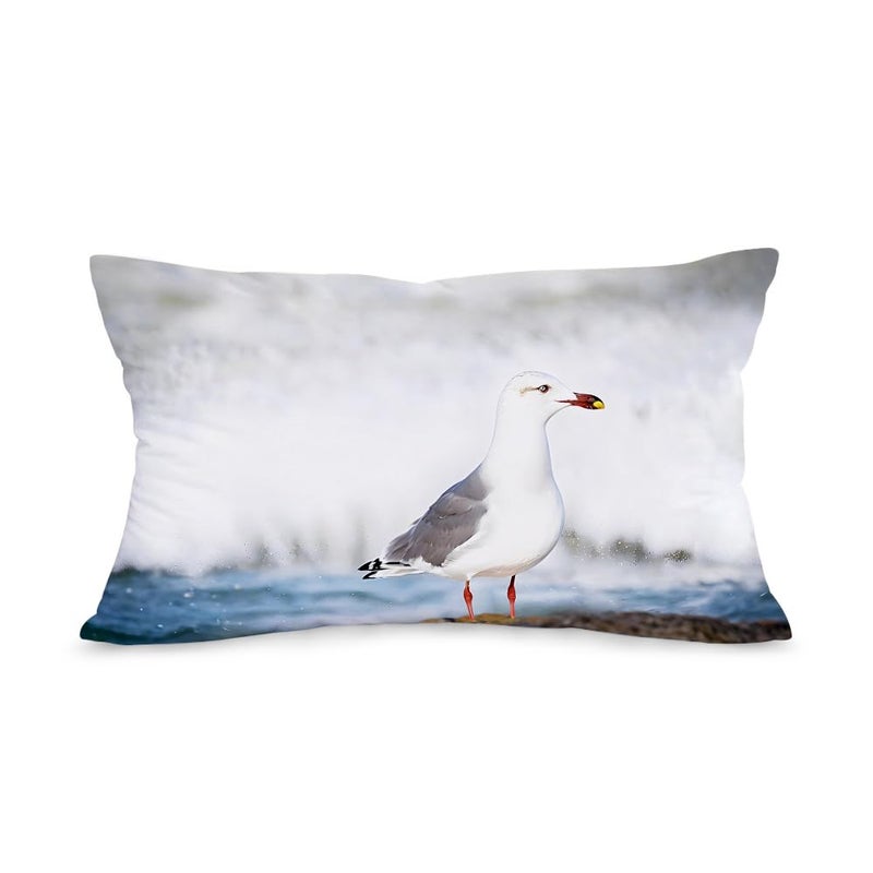 Fukeen Animal Throw Pillow Covers Super Soft Sea Gull Birds Decorative Waist Lumbar Pillow Cases Cushion Cover Home Sofa Car Decor Rectangle 12x20 Inches Pillow Shams Grey White