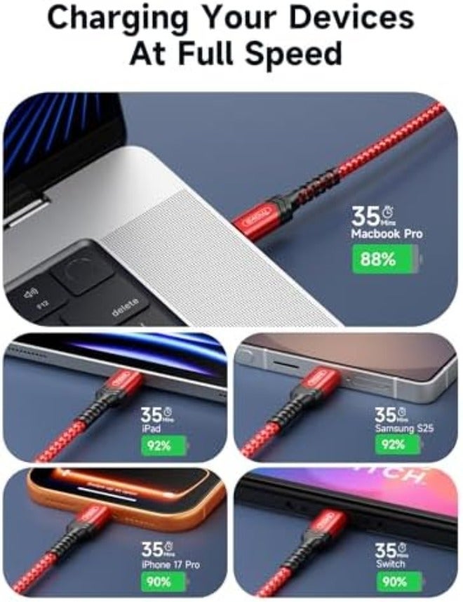 JSAUX 240W USB C to USB C Cable 3M, Type C Cable PD 3.1 usb C Fast Charging Cable Compatible with MacBook Pro Air, iPad, Dell XPS, iPhone 17/Air/17 Pro Max/16/15, iPhone 17e, Samsung Galaxy S24,  Pixel - Image 5