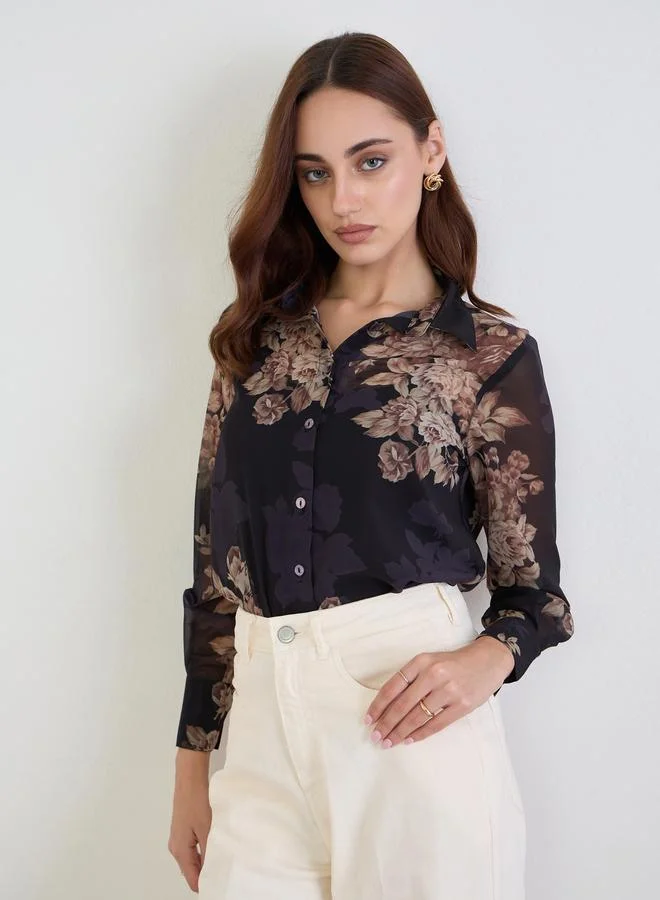 ستايلي بلوزة شيفون بطبعة زهور
