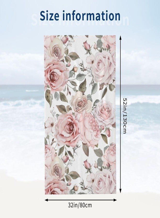 VODRM Retro Rose Floral Beach Towel, 32x52in Microfiber Quick Dry Pink Flower Vintage Bath Towels, Soft Lightweight Oversized Sand Free, for Travel Pool Swimming Gym Decor, Gifts Women Girls - Image 4