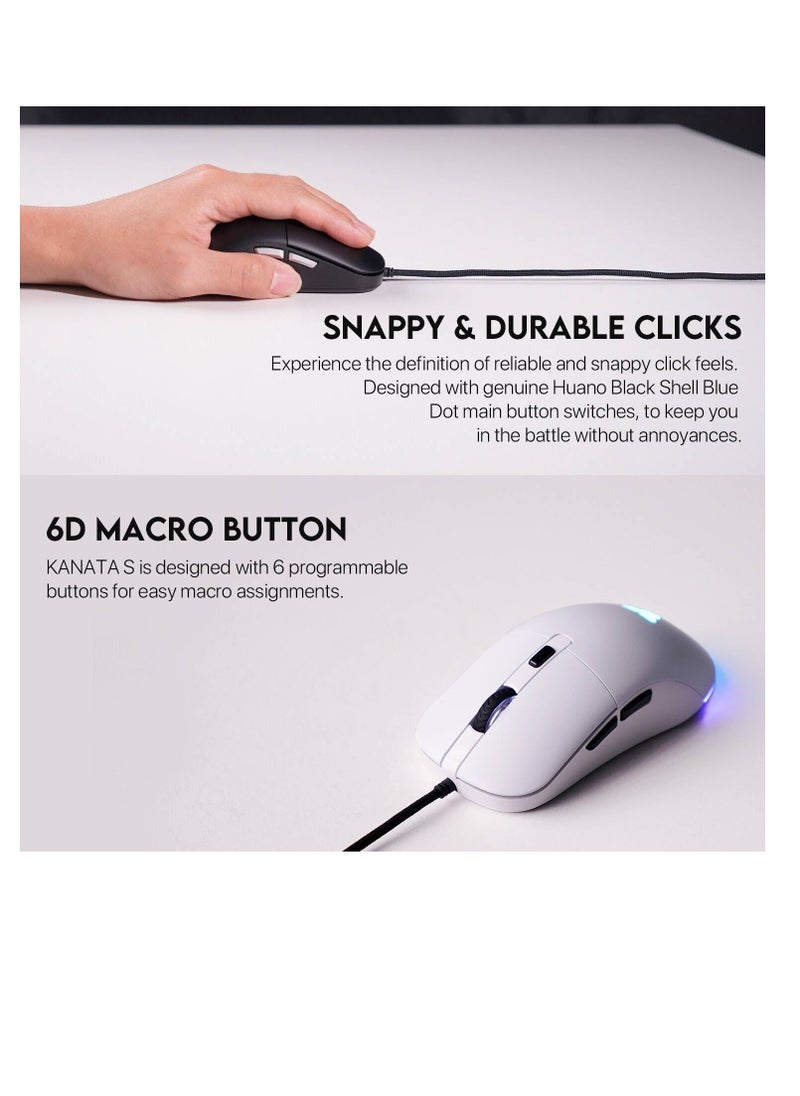 Fantech VX9S  RGB Wired Gaming Mouse, 60 IPS Speed / 20G Acceleration, Adjustable 400 - 7200 DPI  DPI Optical Sensor,10 million Clicks, RGB Lighting Effects, 6 Programmable Buttons Gaming Mice