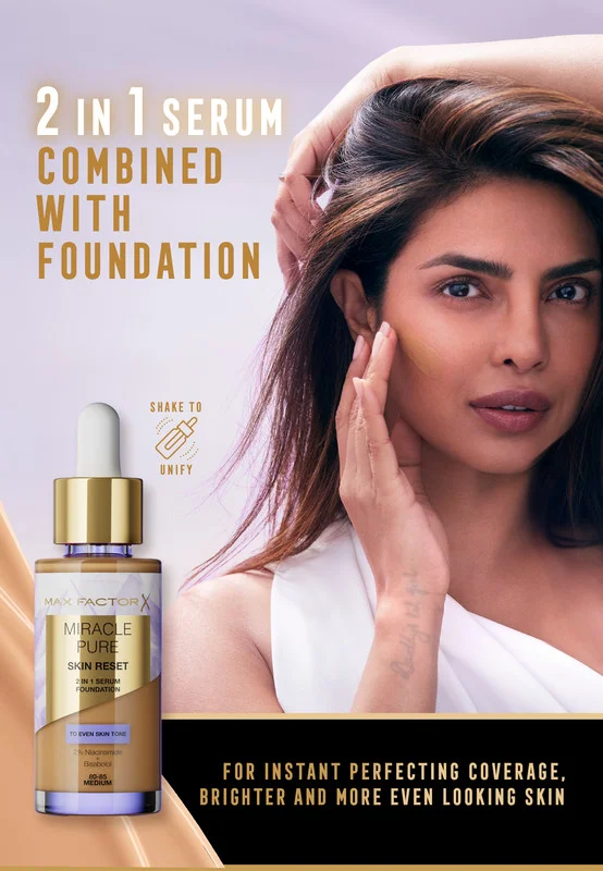Max Factor Miracle Pure 2in1 Skin Reset Serum Foundation - 30-40 - Fair to Light, 30ml