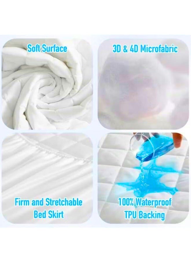 Chase Up Waterproof Bedding Quilted Fitted Mattress Pad, King Size (180x200+35 cm), Elastic Fitted Mattress Topper Protector and Cover Stretches up to 35cm Deep, Machine Washable - Image 2