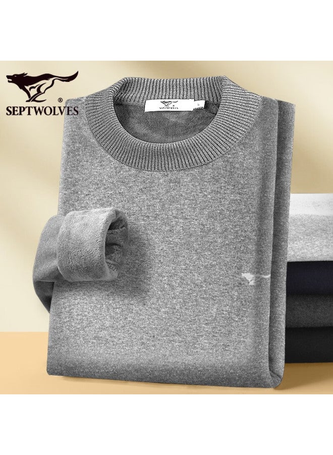 Septwolves Thermal Underwear For Men, Autumn And Winter Fleece-lined Thickened Turtleneck Windproof Cold-resistant Neck Protection Set For Middle-aged And Elderly - Image 3