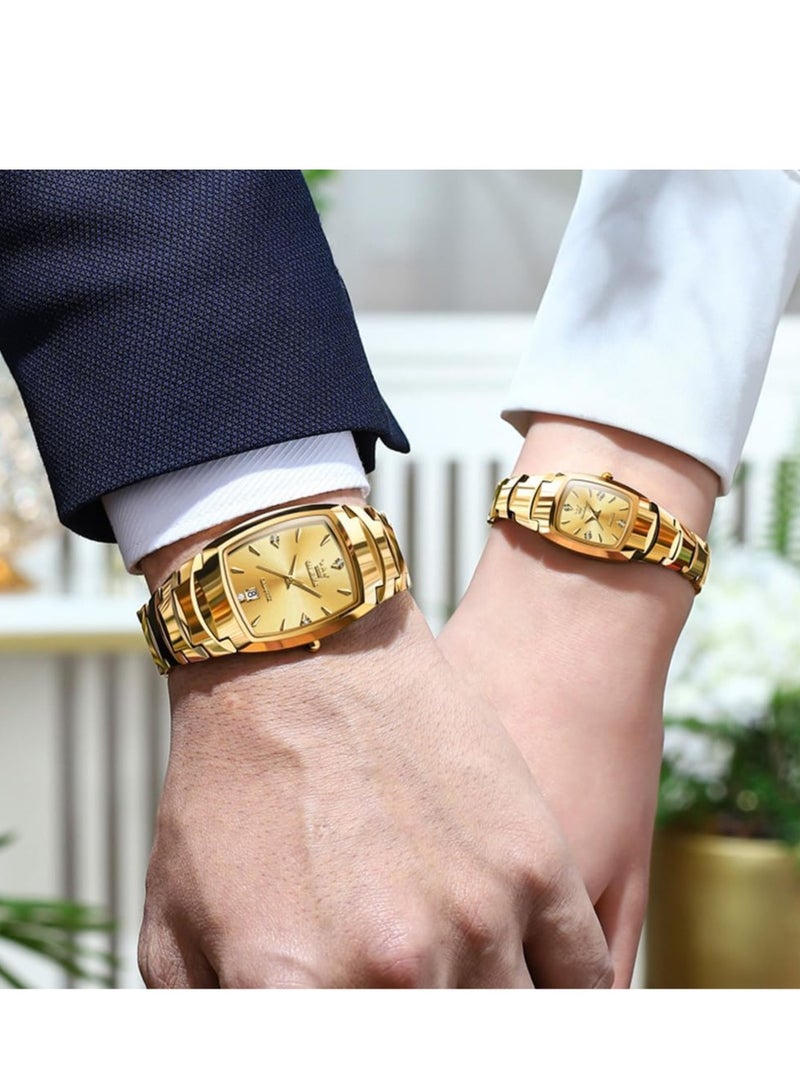 OLEVS Pair Men Women Watches Set Analog Date Diamond Stainless Steel Waterproof Luminous Watch 7006 - Image 2