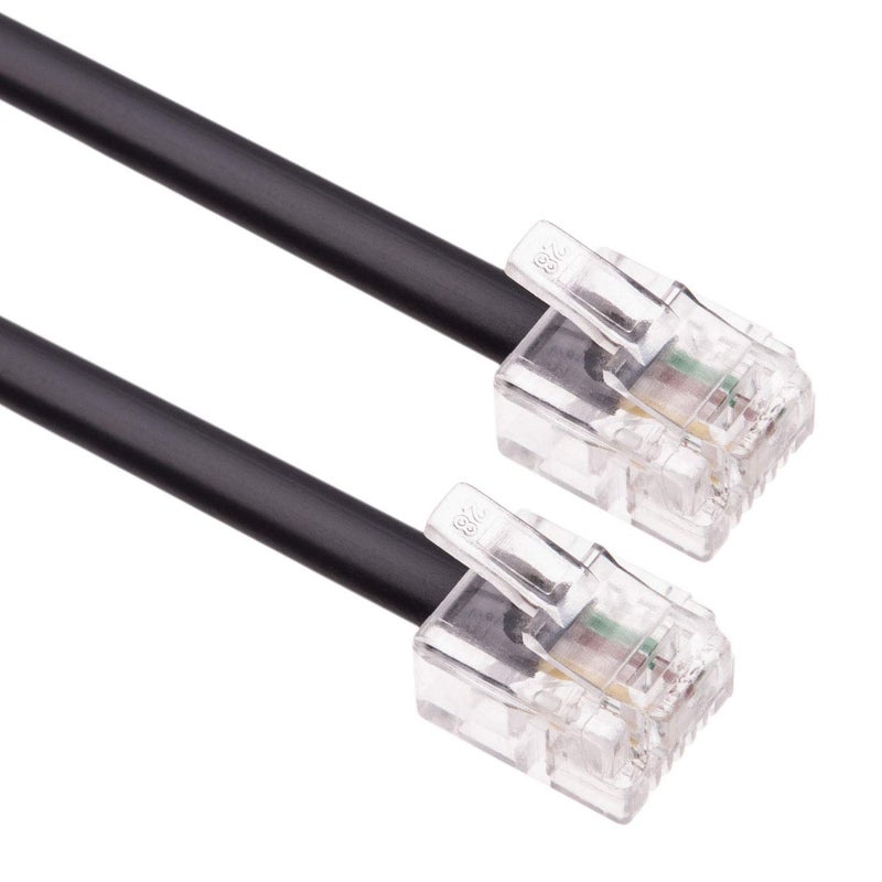Keple RJ11 Cable ADSL 10ft Extension Lead Phone Cord Telephone Plug High Speed Xfinity Internet Broadband Male to Male Router and Modem to RJ11 Phone Socket/Microfilter/Landline Wire (Black) - Image 1