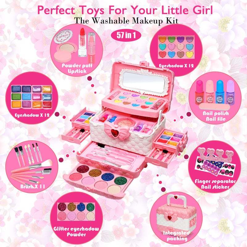 Mrabbitoo Kids Makeup Kit for Girl - Kids Makeup Kit Toys for Girls,Play Real Makeup Girls Toys,Washable Make Up for Little Girls,Non Toxic Toddlers Cosmetic for Children Age 3-12 Years Old,Teen (Pink) - Image 3
