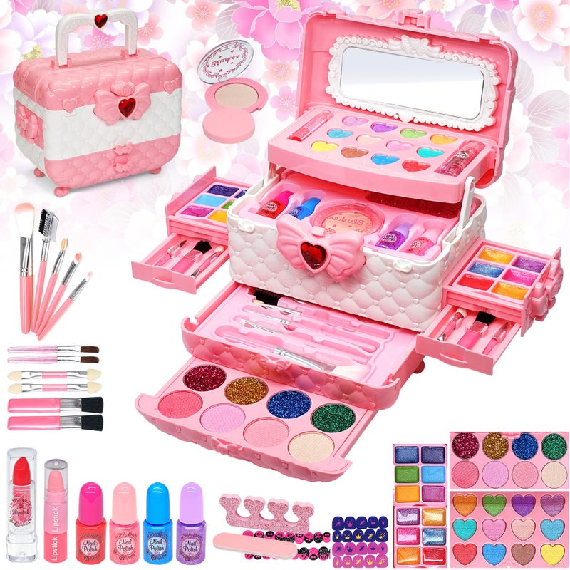 Mrabbitoo Kids Makeup Kit for Girl - Kids Makeup Kit Toys for Girls,Play Real Makeup Girls Toys,Washable Make Up for Little Girls,Non Toxic Toddlers Cosmetic for Children Age 3-12 Years Old,Teen (Pink) - Image 1