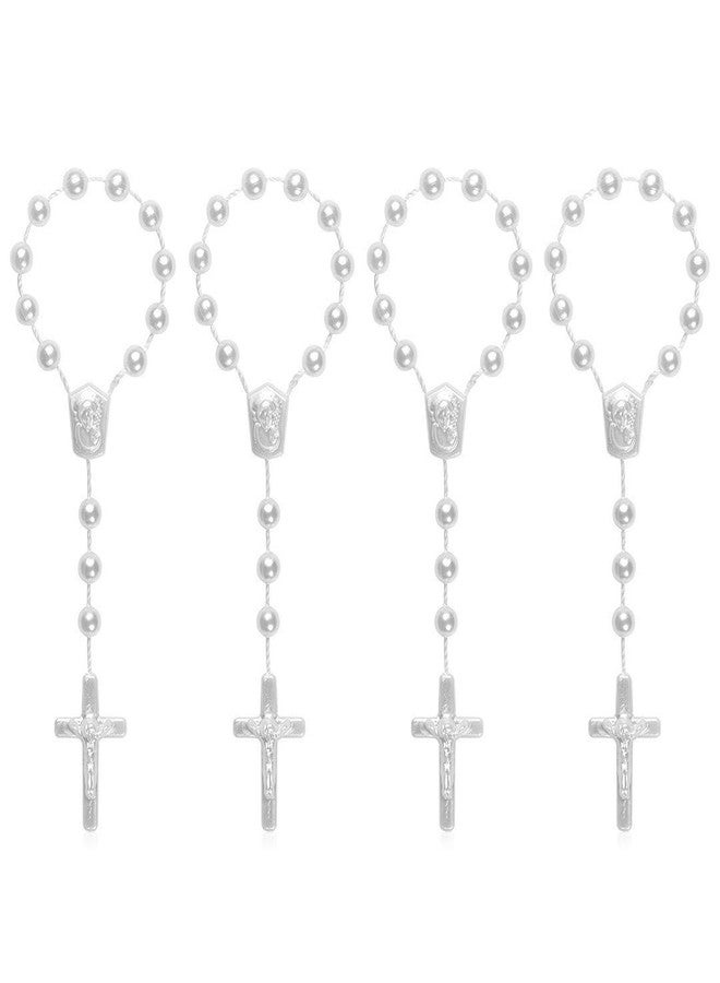CHENGXIN 24 Pieces Baptism Rosary Acrylic Rosary Beads Mini Rosaries with Angel for The First Communion Baptism Party Favors (white) - Image 2