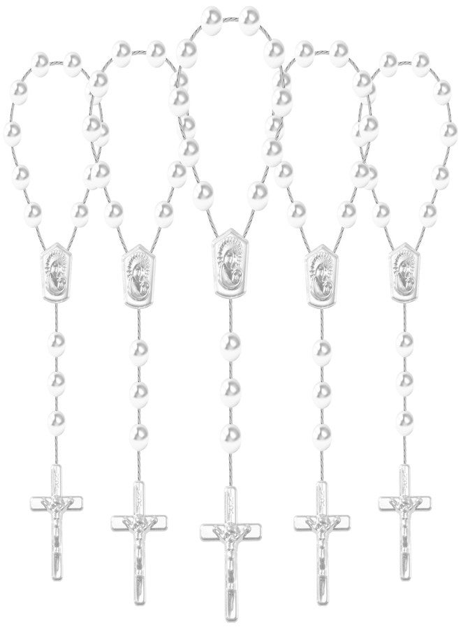 CHENGXIN 24 Pieces Baptism Rosary Acrylic Rosary Beads Mini Rosaries with Angel for The First Communion Baptism Party Favors (white) - Image 1