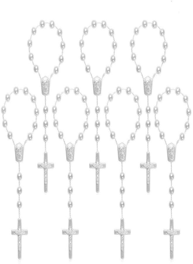 CHENGXIN 24 Pieces Baptism Rosary Acrylic Rosary Beads Mini Rosaries with Angel for The First Communion Baptism Party Favors (white) - Image 4