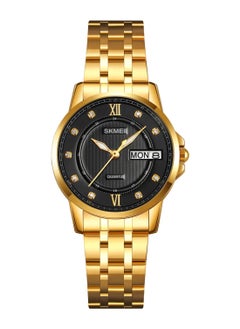 SKMEI Women’s Gold Stainless Steel Black Dial Analog Quartz Watch 2085  - Image 1