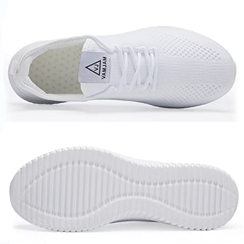 VAMJAM Men's Running Shoes Ultra Lightweight Breathable Walking Shoes Non Slip Athletic Fashion Sneakers Mesh Workout Casual Sports Shoes White Size 11.5 - Image 2