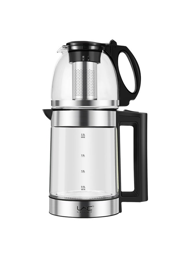 LAC LAICHY Glass electric kettle 2-in-1 hot water boiler 2.2liter kettle capacity/0.8L teapot capacity, warning function energy and holding water, 360° rotating base 1500w free water heater kettle for coffee and tea set manufacturers - Image 2