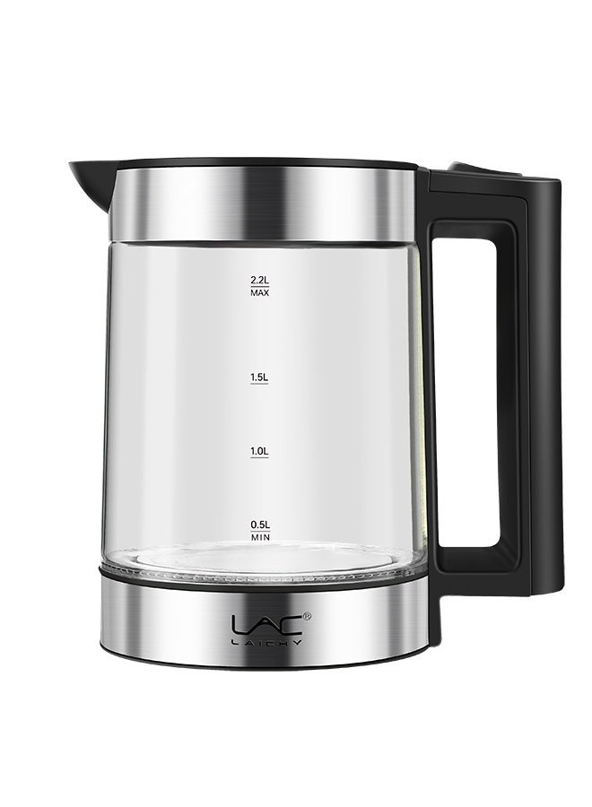 LAC LAICHY Glass electric kettle 2-in-1 hot water boiler 2.2liter kettle capacity/0.8L teapot capacity, warning function energy and holding water, 360° rotating base 1500w free water heater kettle for coffee and tea set manufacturers - Image 5