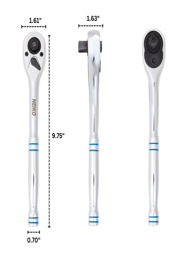 Neiko 03117A 1/2 Inch Ratchet Wrench, 100-Tooth Reversible Ratchet, 3.6 Degree, Quick Release 1/2 Drive Ratchet, 10" Long Handle Ratchet, Oval Head Socket Wrench, CR-V Steel Half Inch Rachet Wrench - Image 2