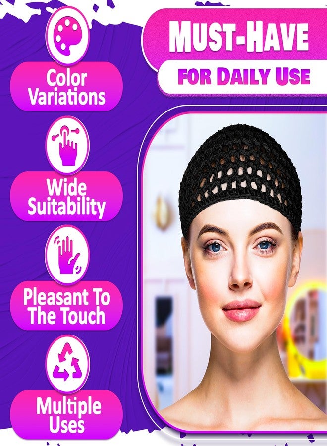 KETAR Black Hair Nets for Sleeping Set of 4 - 5.5 x 7 Light, Smooth Viscose Hair Nets for Women Sleeping - Snug yet Breathable Fit for Comfortable Long-Wear at Night, Handmade, with a 0.5-1" Size Variation - Image 4