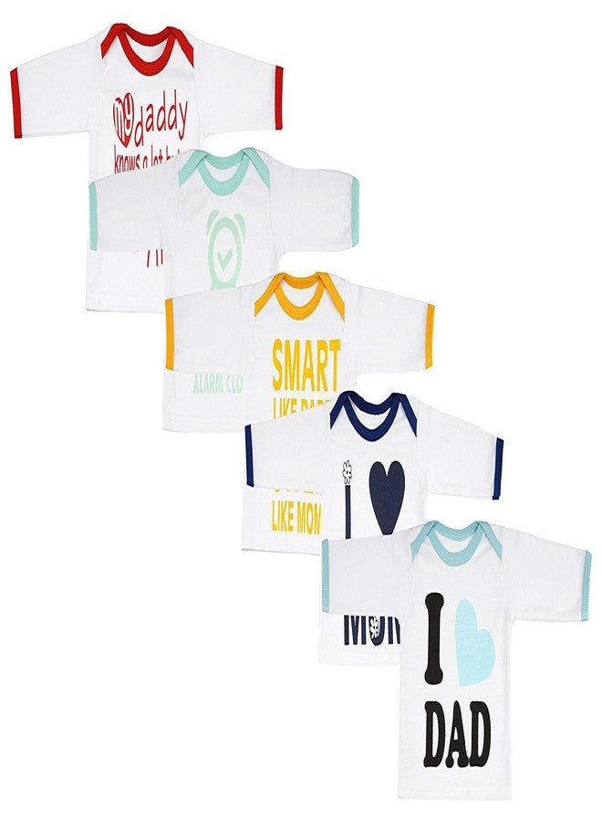 First Kids Step FARETO Combo of 11,Baby Rib Track Pants Pack of 6 & 5 Mom & Dad Theme T-Shirt Unisex (Newborn) Multicolour - Image 2