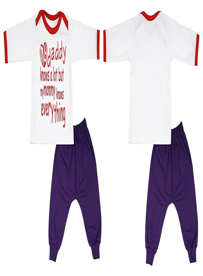 First Kids Step FARETO Combo of 11,Baby Rib Track Pants Pack of 6 & 5 Mom & Dad Theme T-Shirt Unisex (Newborn) Multicolour - Image 4