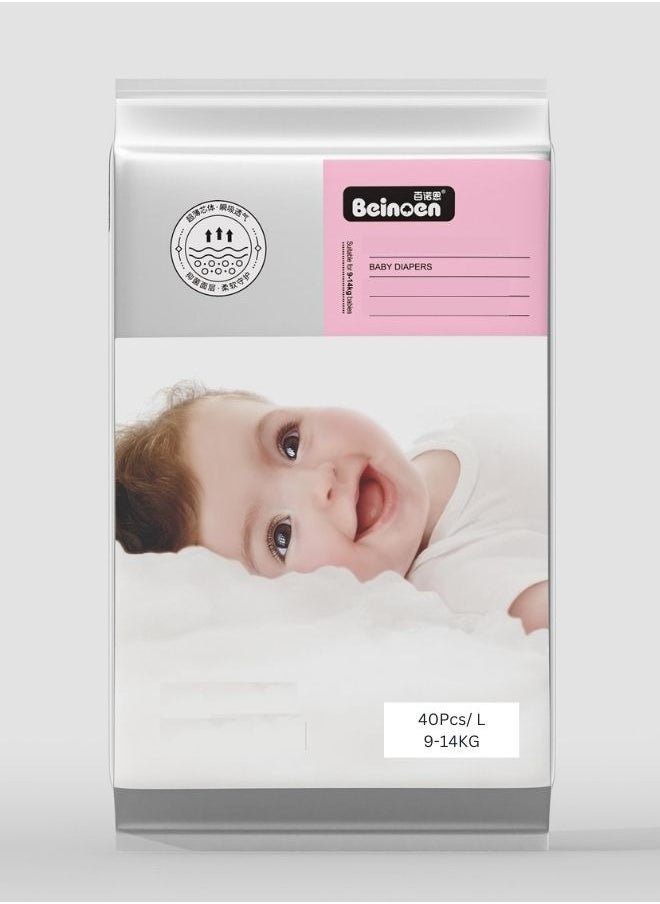 Beinoen Beinoen Premium Care Cloud Oxygen Baby Diapers Softest Absorption for Ultimate Skin Protection Size L, 40Pcs, Suitable For Babies 9-14kg  - Image 1